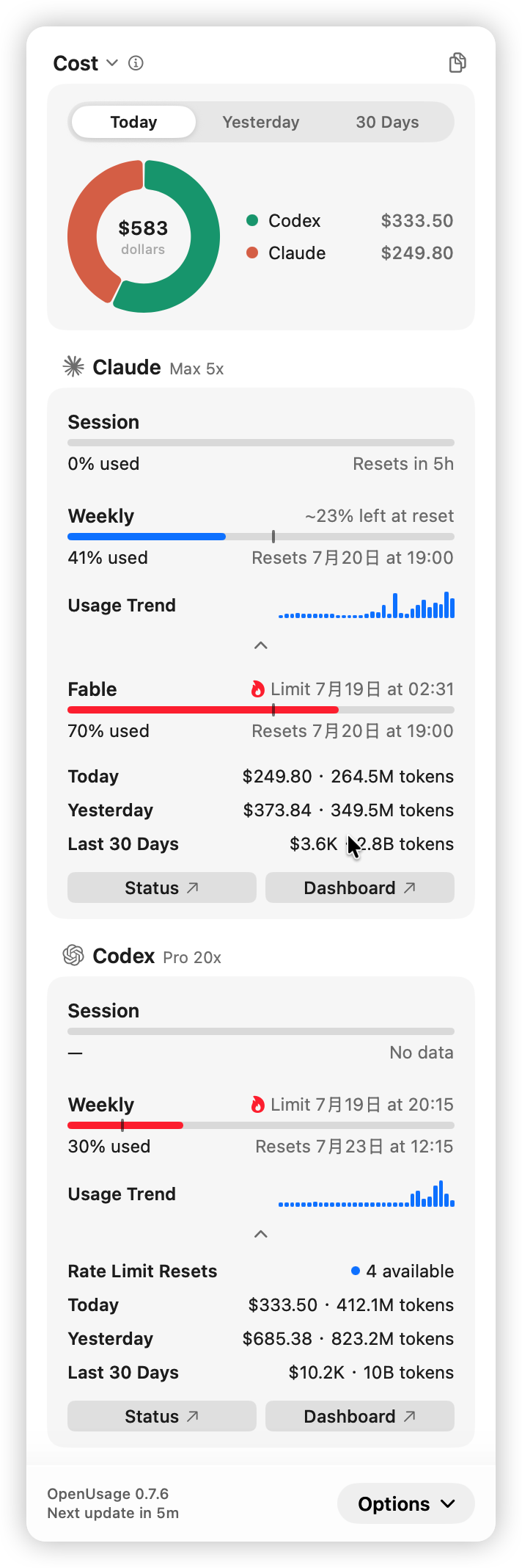 OpenUsage 用量统计